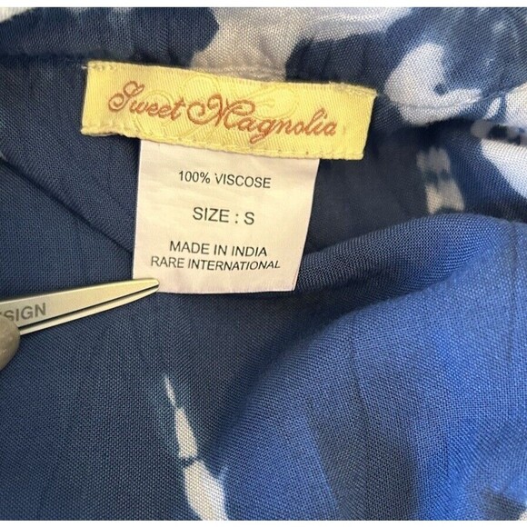 Sweet Magnolia Sz S Ombre Tie Dye V-Neck Short Sleeve Shift Shirt Dress Blue - Picture 6 of 6